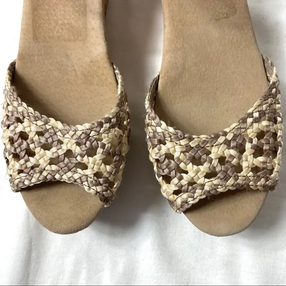TOMS Espadrille Platform Wedges Cork Heel Tan 8